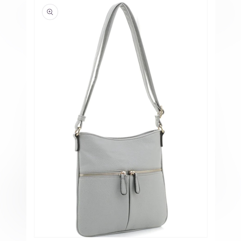 Light Grey Front Zip Pocket Slim Crossbody Bag Like New